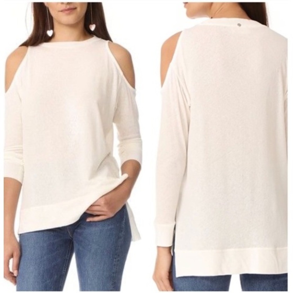 Alice + Olivia Air White Cold Shoulder Long Sleeve Top CA705W17004 Small